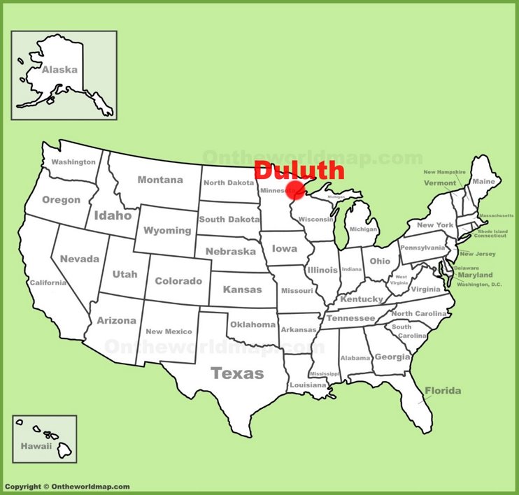 Duluth location on the U.S. Map