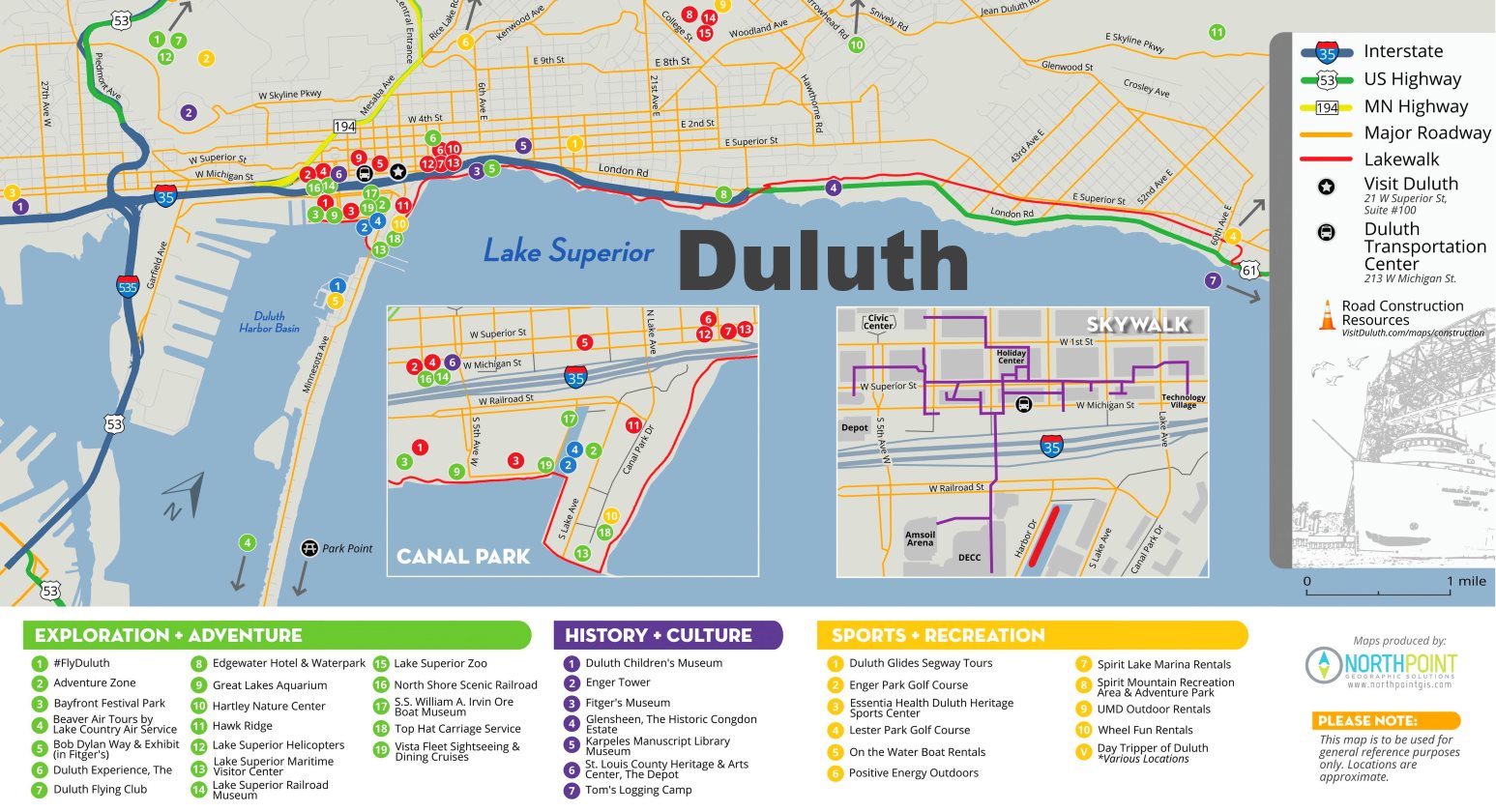 Duluth Skywalk Map   Duluth Tourist Map 