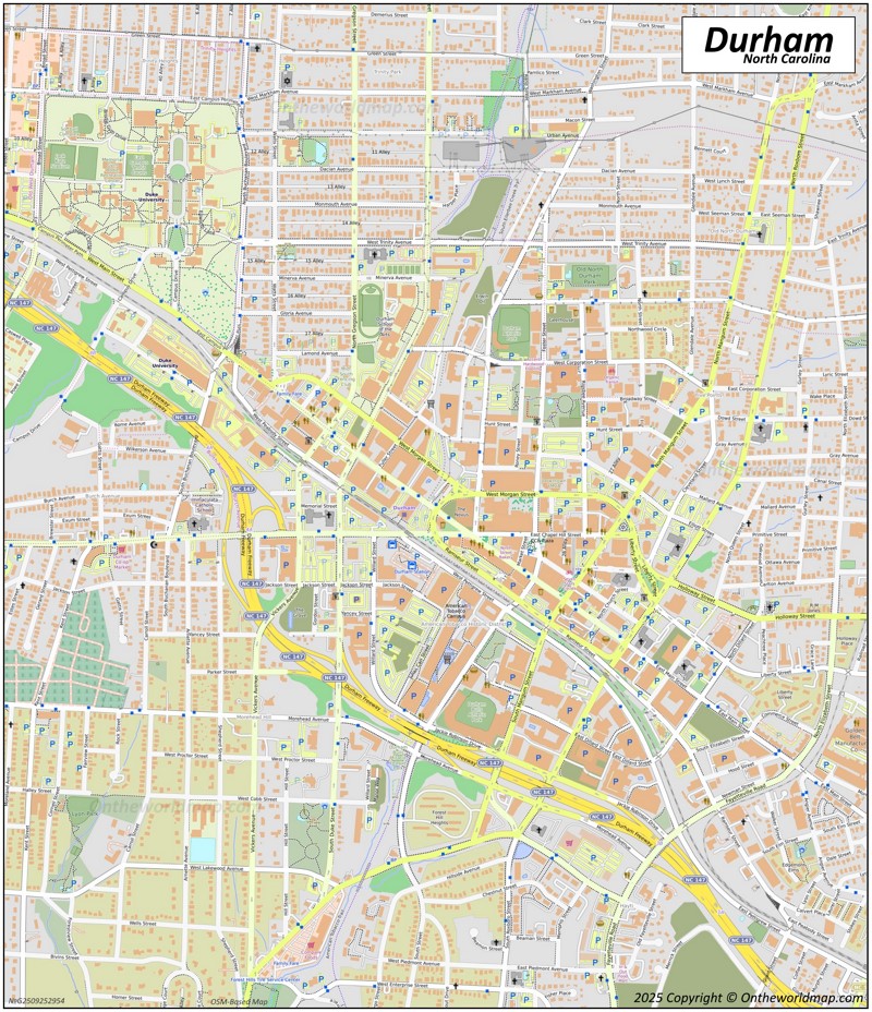 Large detailed map of Durham