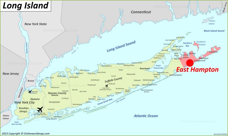 East Hampton Location On The Long Island Map