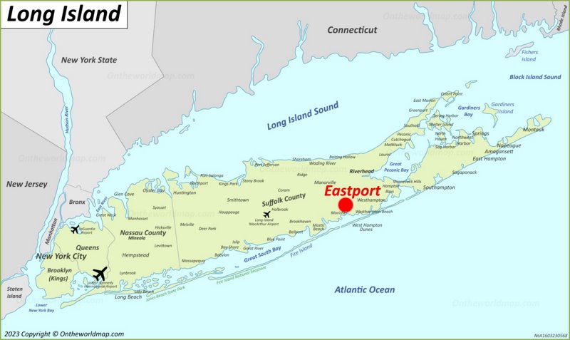 Eastport Location On The Long Island Map