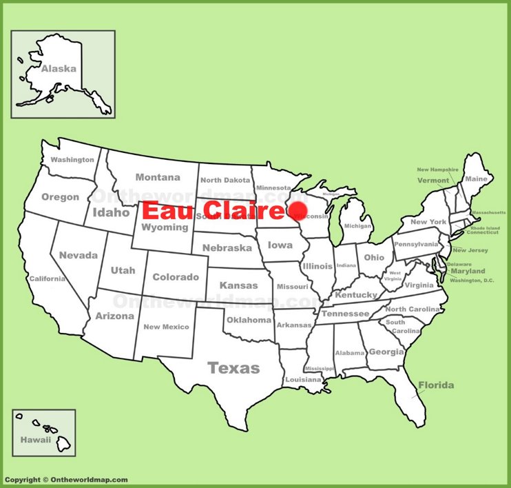 Eau Claire location on the U.S. Map