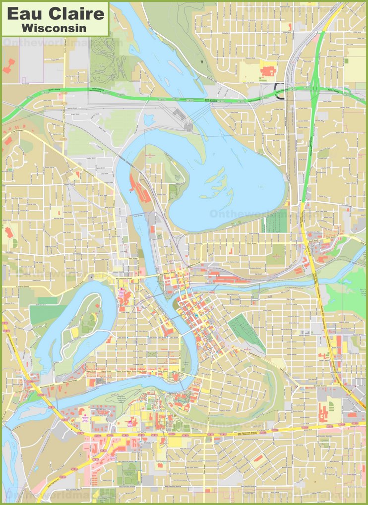 Large detailed map of Eau Claire