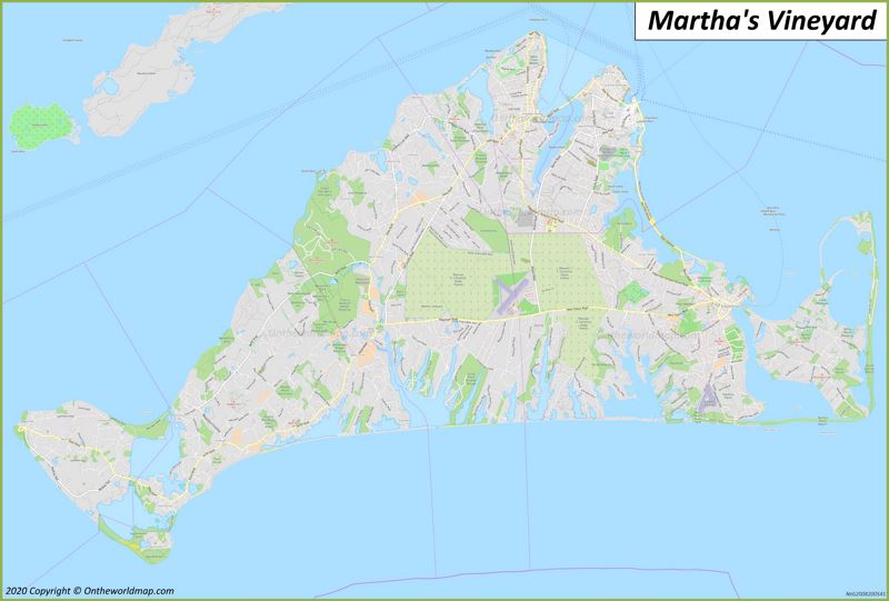 Detailed Map of Martha's Vineyard