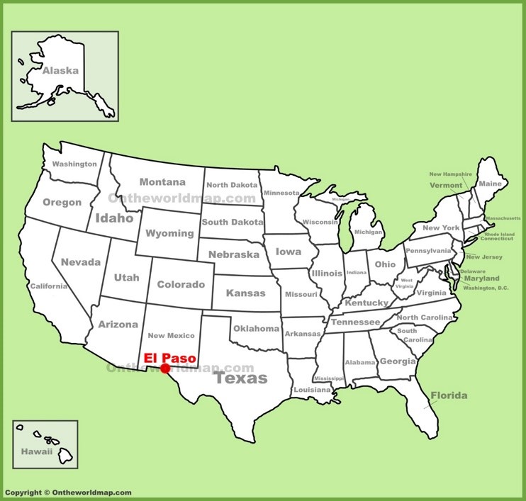 El Paso location on the U.S. Map