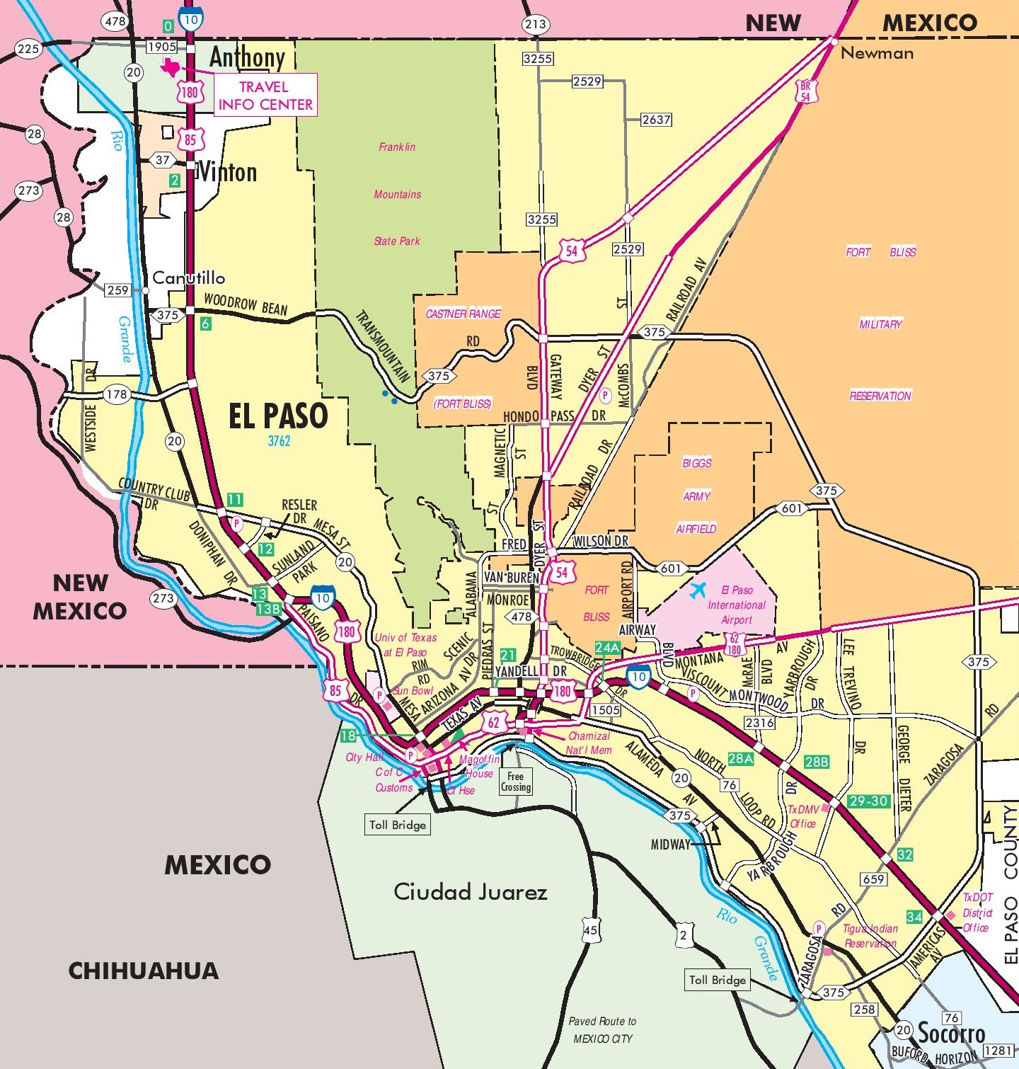 Arriba 92+ Foto Ciudad Juarez Y El Paso Texas Mapa Actualizar