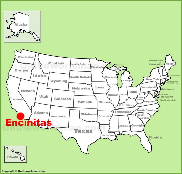 Encinitas location on the U.S. Map