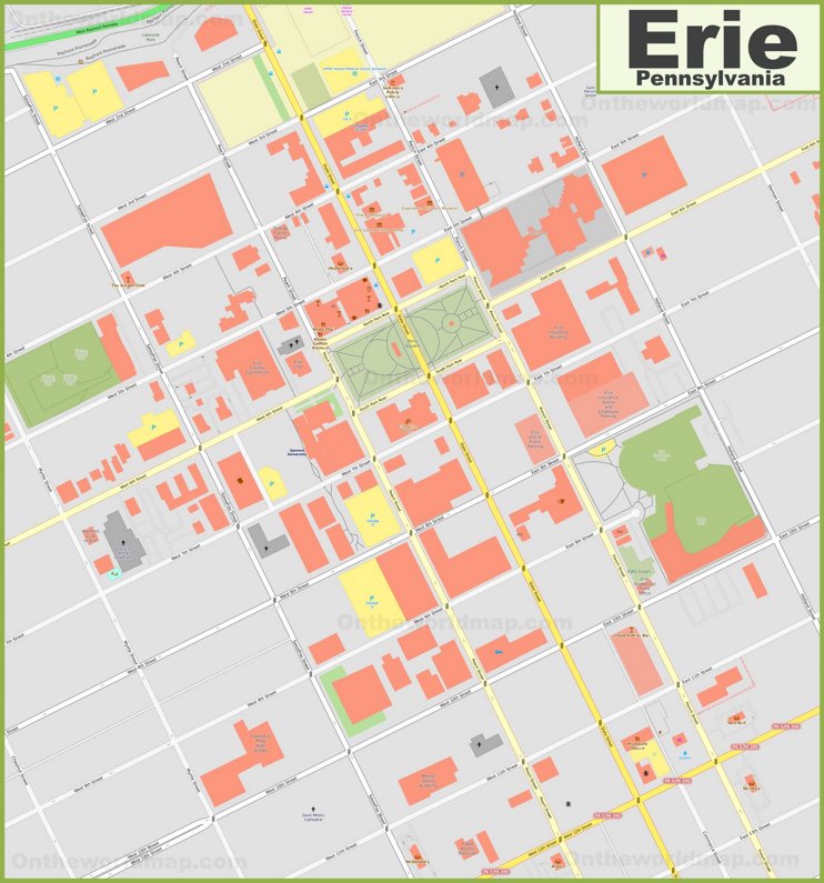 Erie downtown map