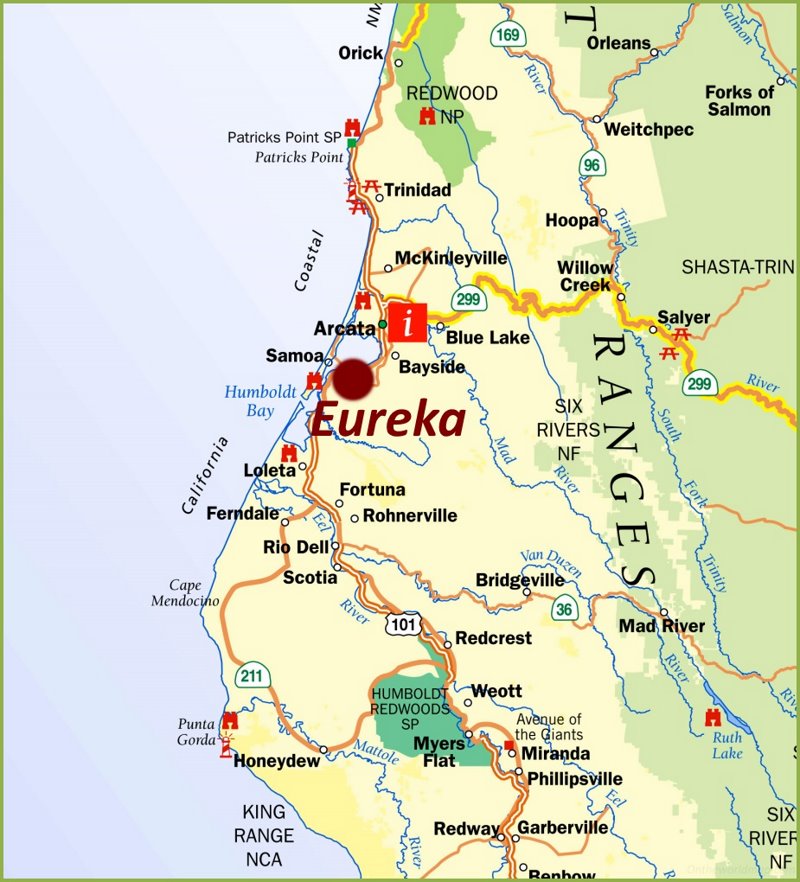 Eureka Area Tourist Map