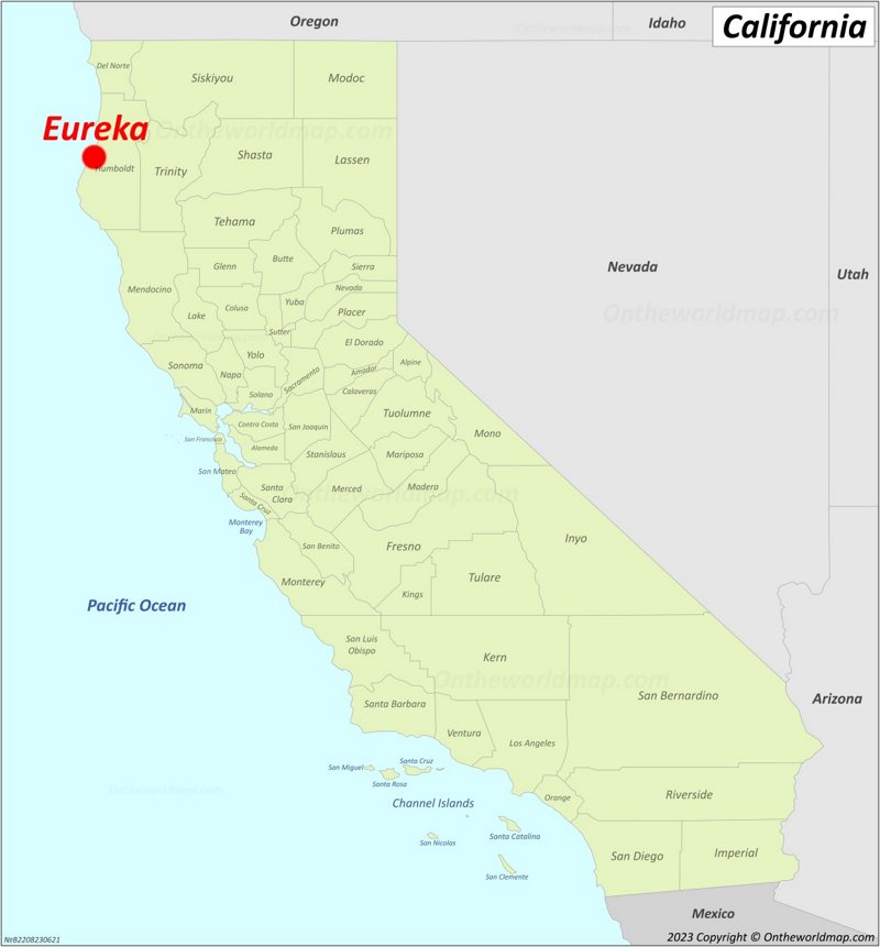 Eureka Location On The California Map