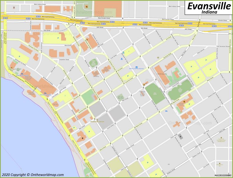 Evansville Downtown Map