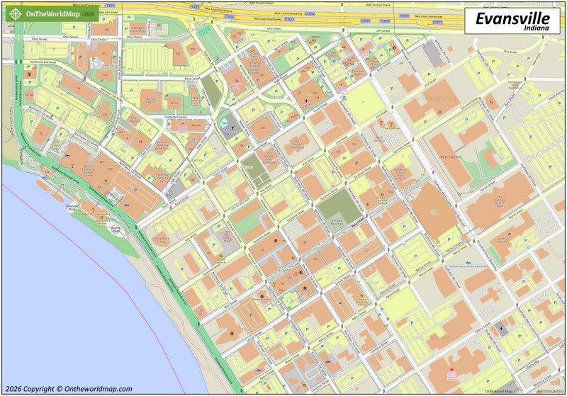 Map of Downtown Evansville