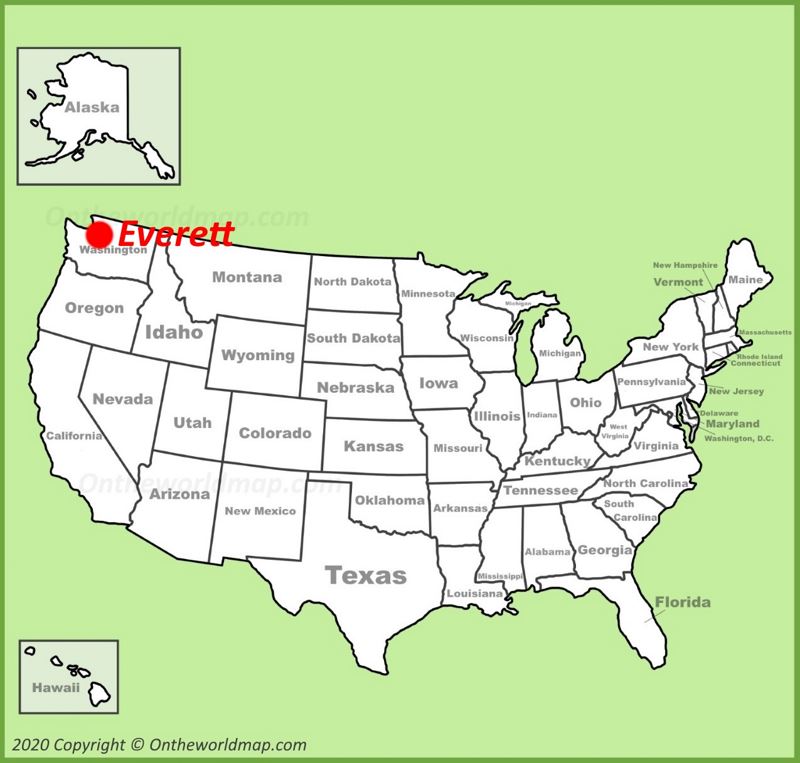 Everett location on the U.S. Map