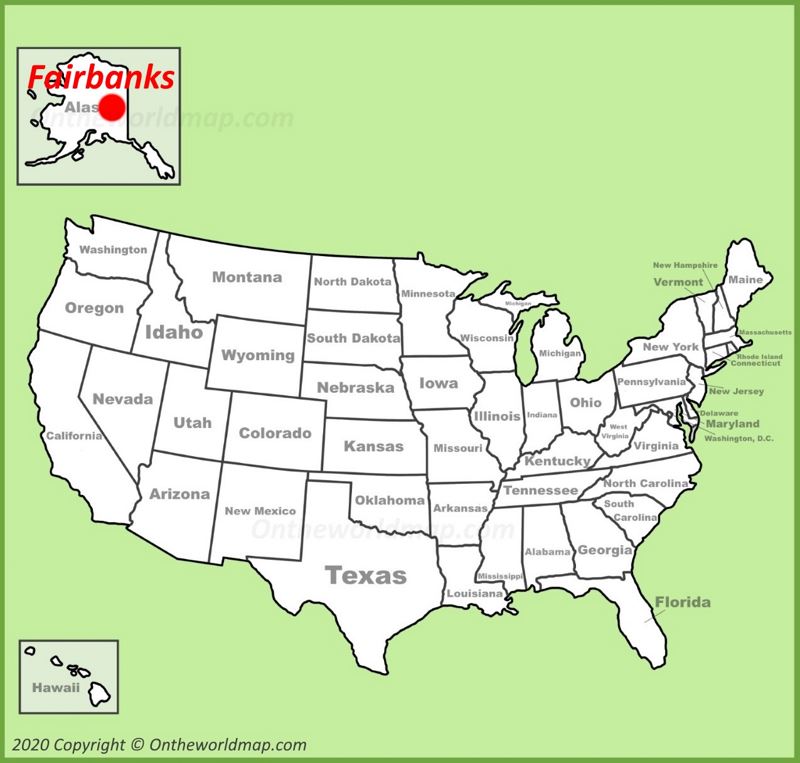 Fairbanks location on the U.S. Map
