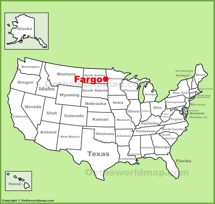 Fargo location on the U.S. Map