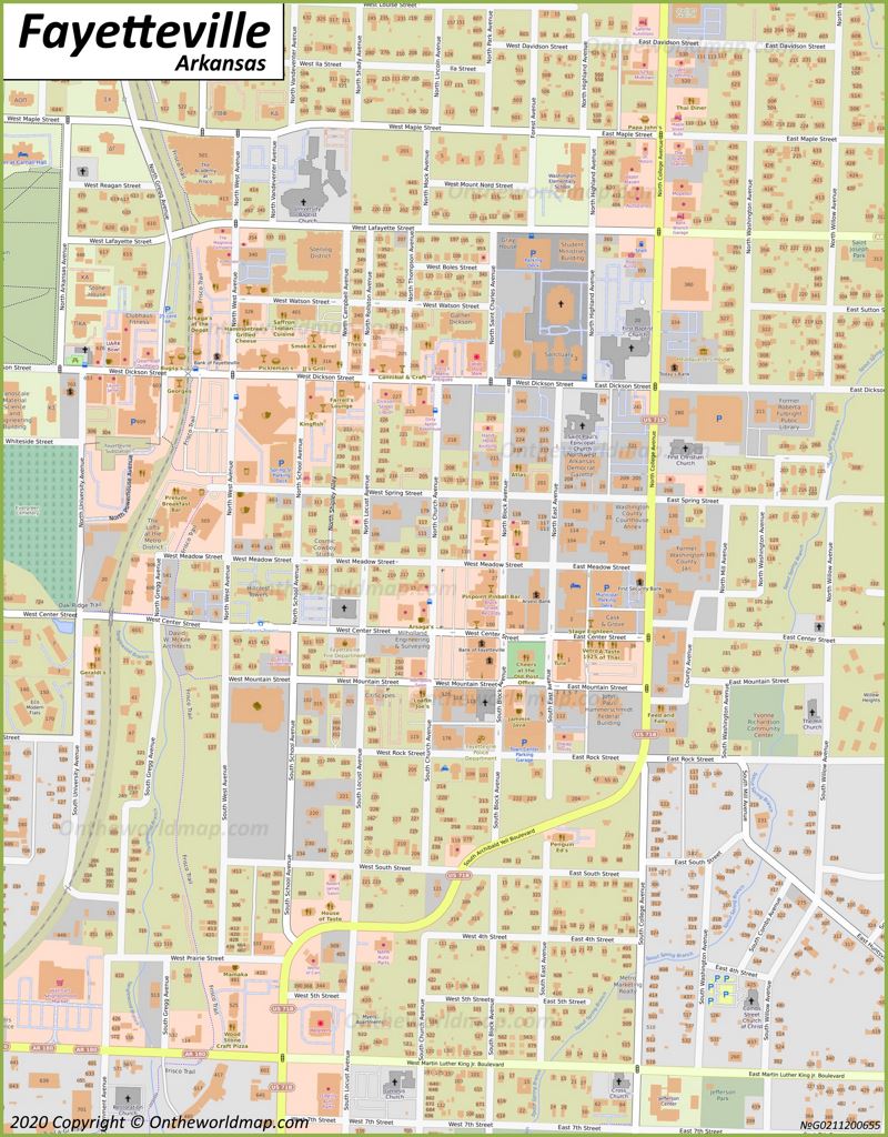 Fayetteville AR Downtown Map