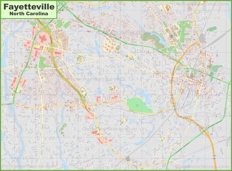 Large detailed map of Fayetteville NC