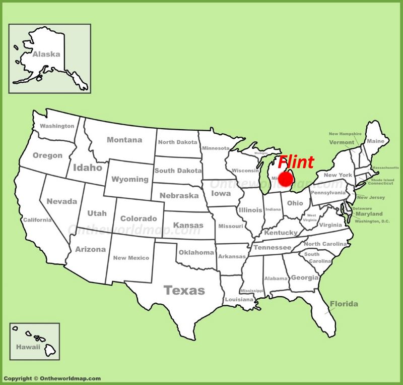 Flint location on the U.S. Map