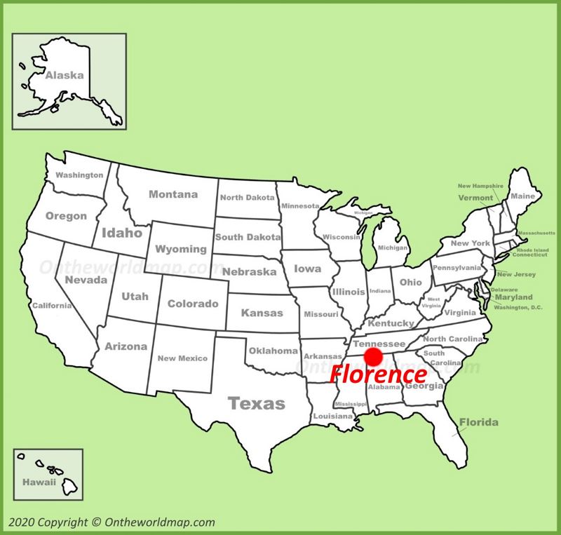 Florence location on the U.S. Map