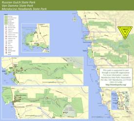 Russian Gulch, Mendocino Headlands and Van Damme State Park Map