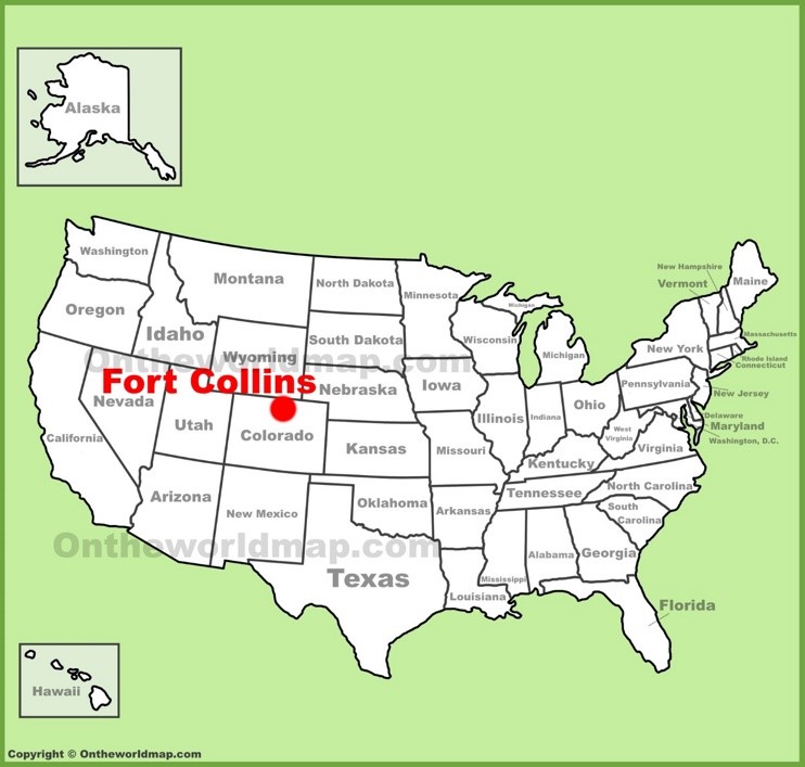 Fort Collins location on the U.S. Map