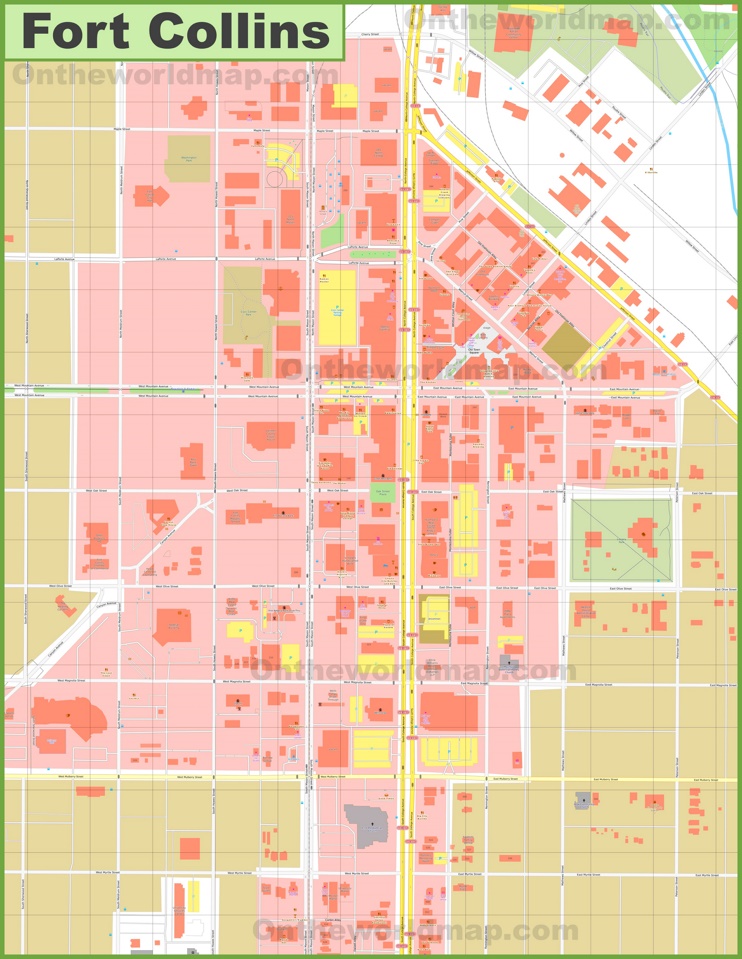 Fort Collins Old Town map