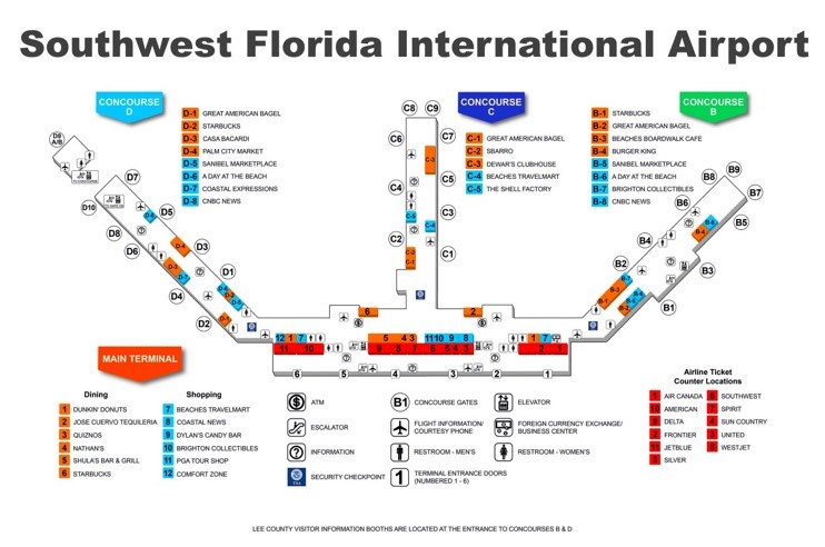 southwest florida international airport map