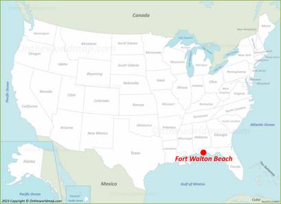 Fort Walton Beach Location on the USA Map
