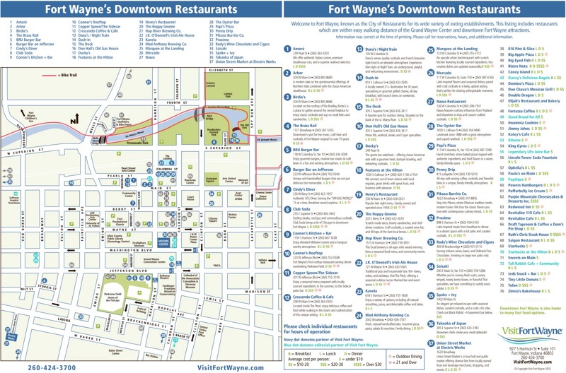 Fort Wayne restaurants map
