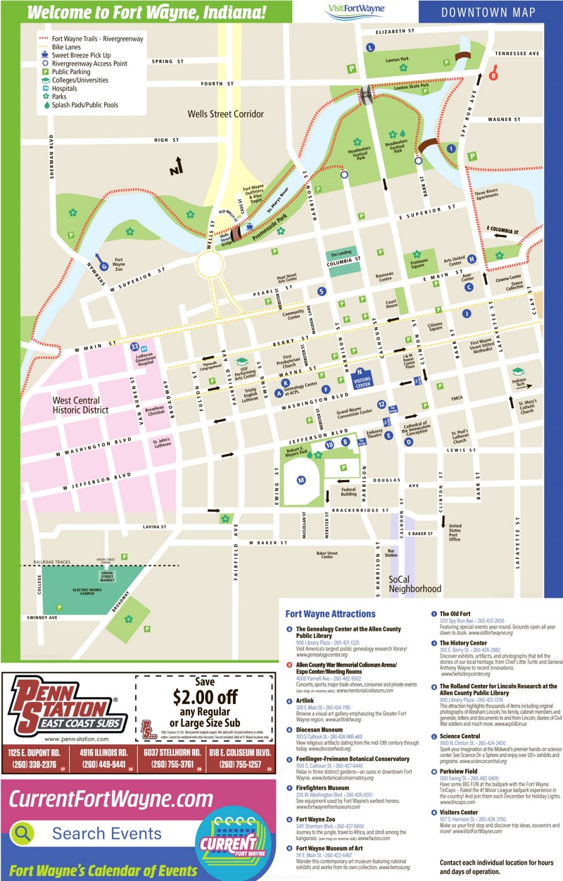 Fort Wayne Tourist Attractions Map