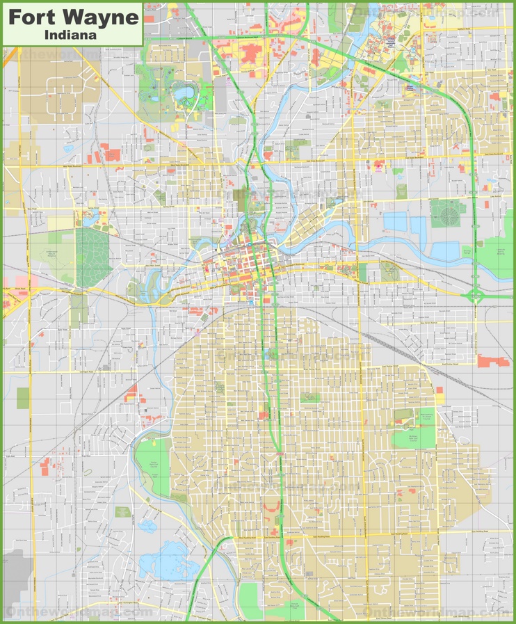 Large detailed map of Fort Wayne