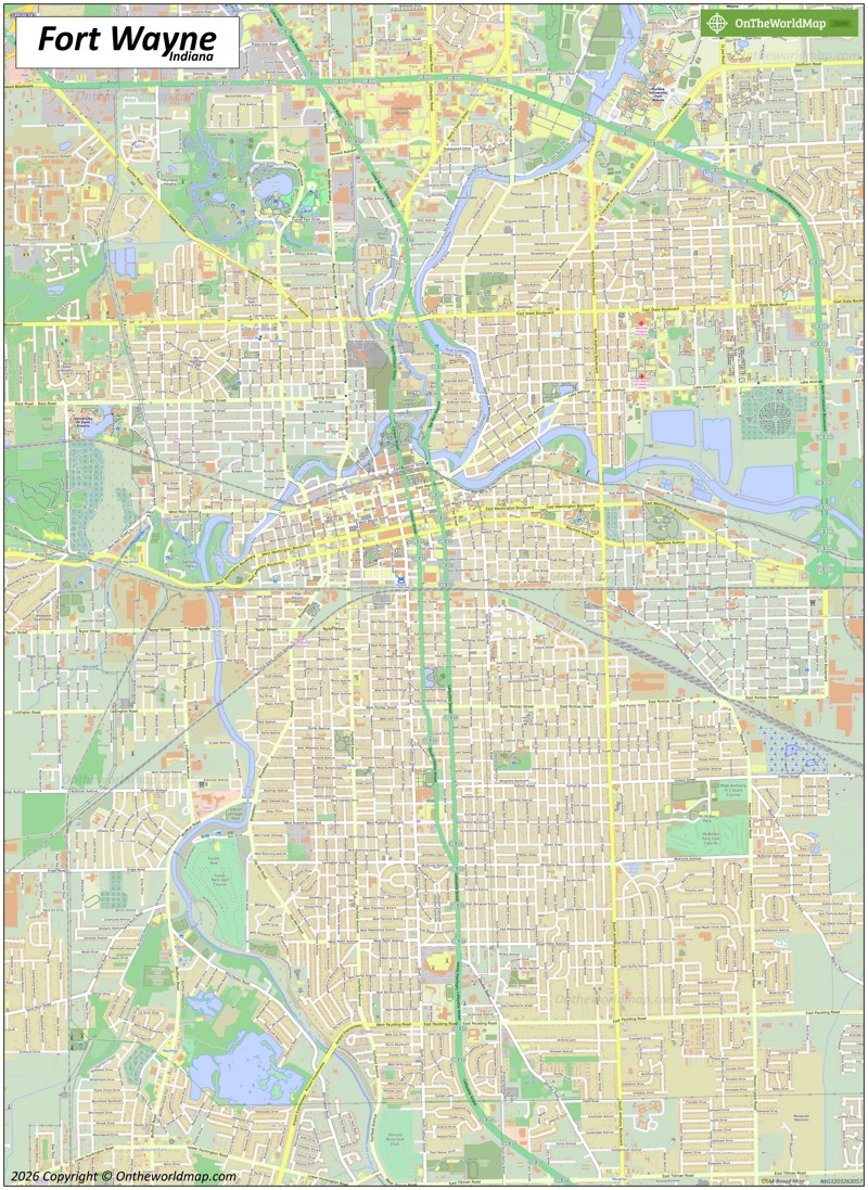 Large detailed map of Fort Wayne