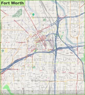 Large detailed map of Fort Worth