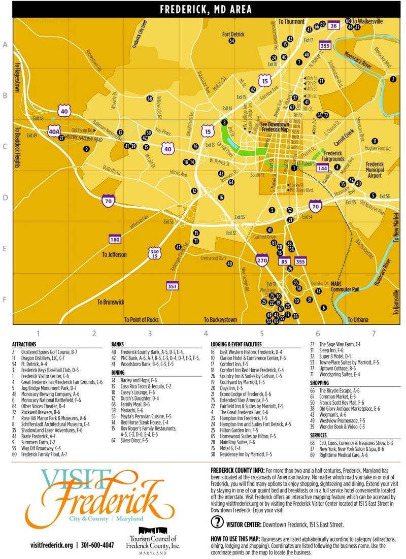 Frederick Hotels And Sightseeings Map