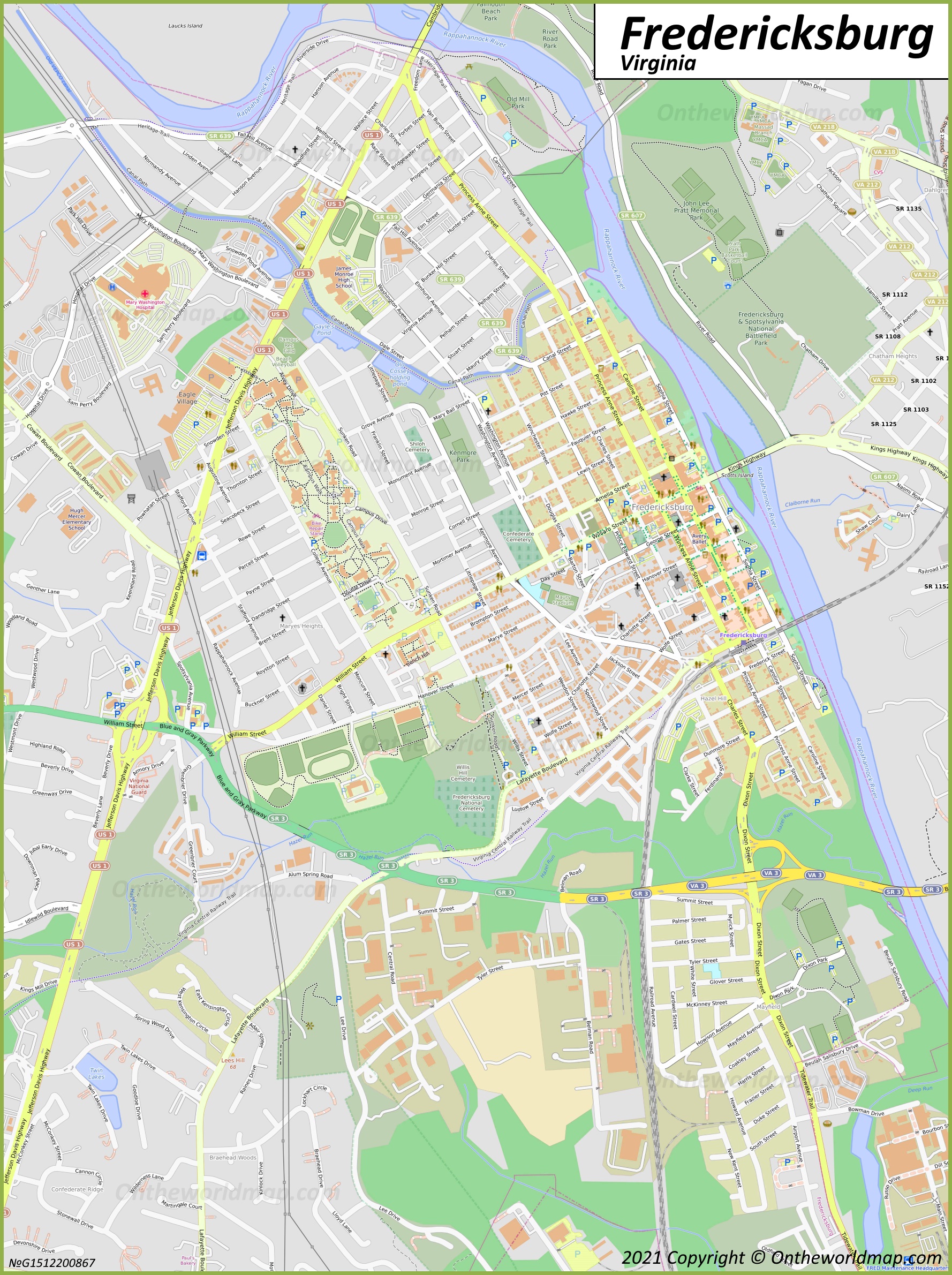 Detailed Map Of Fredericksburg 