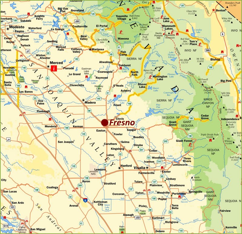 Fresno Area Tourist Map