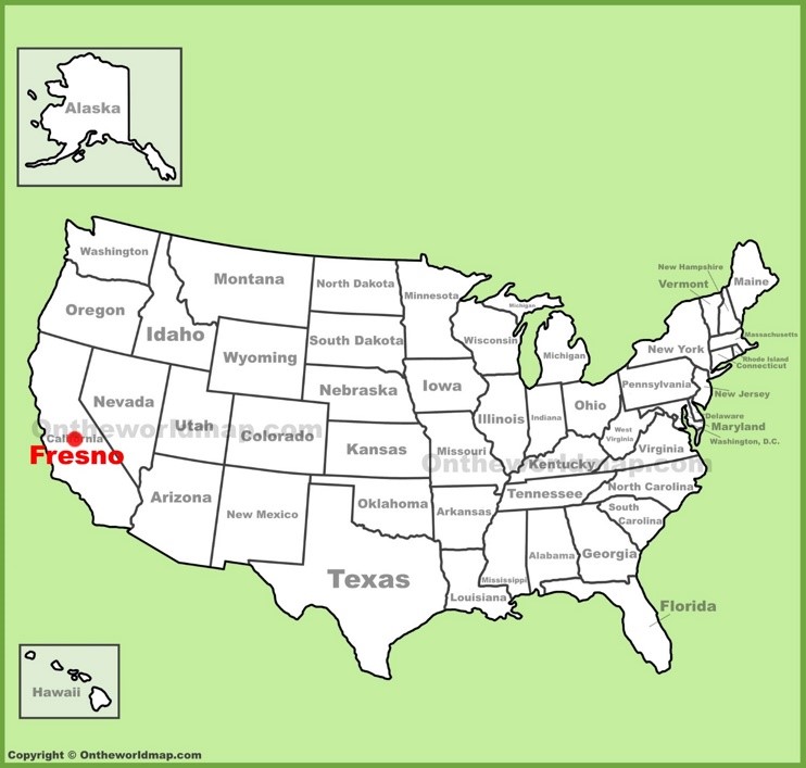 Fresno location on the U.S. Map