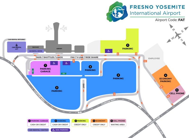Fresno Yosemite Airport Parking Map