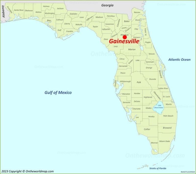 Gainesville Location On The Florida Map