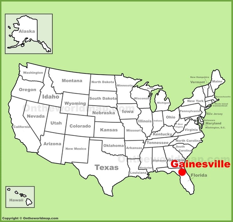 Gainesville location on the U.S. Map