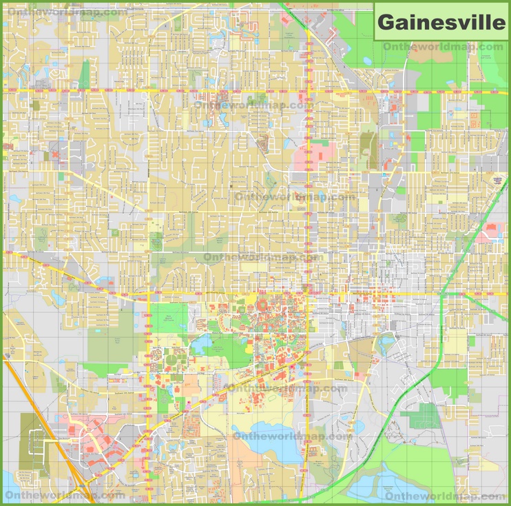 Large detailed map of Gainesville