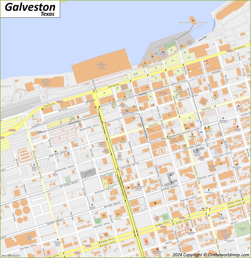 Downtown Galveston Map