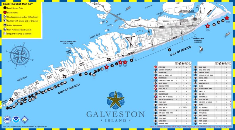 Galveston Beaches Map