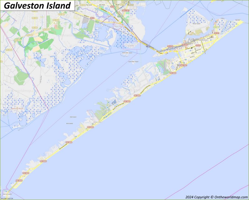 Map of Galveston Island