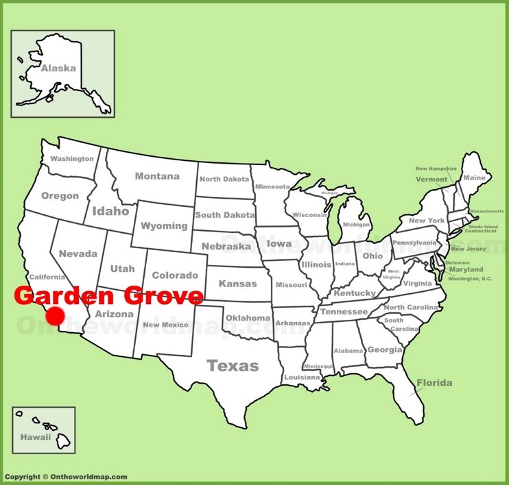Garden Grove location on the U.S. Map