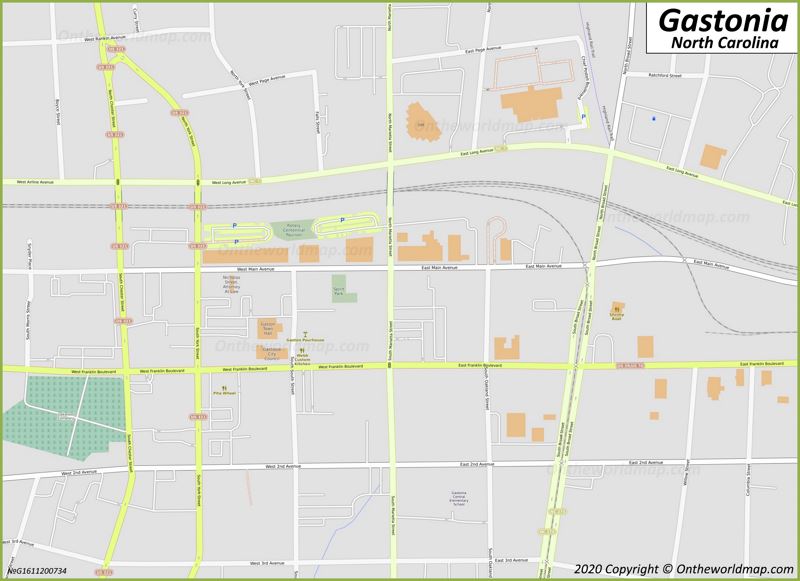 Gastonia Downtown Map