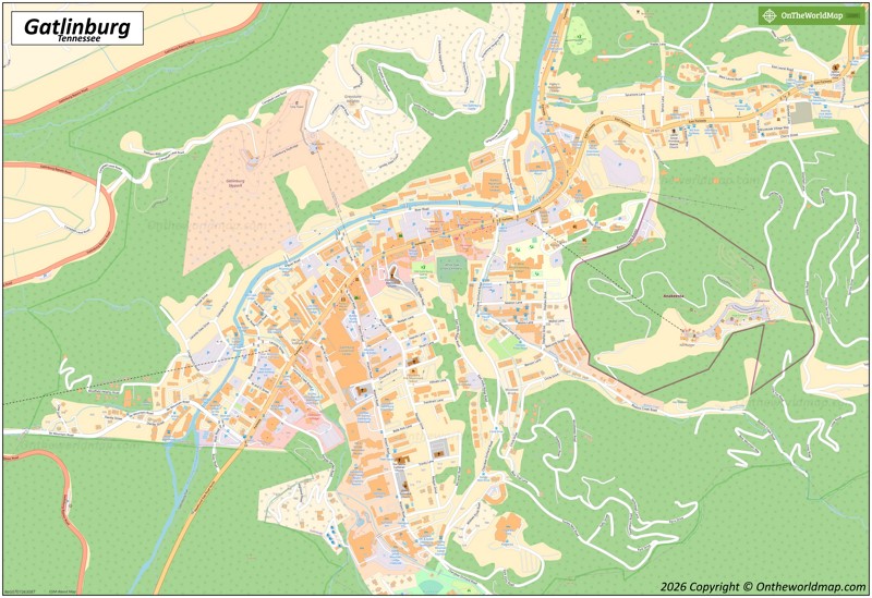 Map of Downtown Gatlinburg