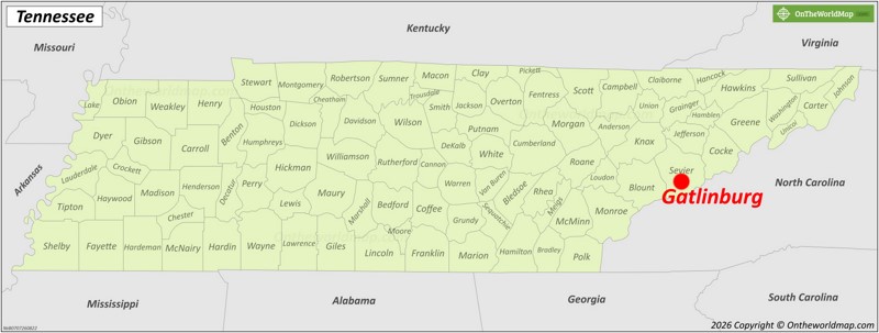 Gatlinburg Location On The Tennessee Map