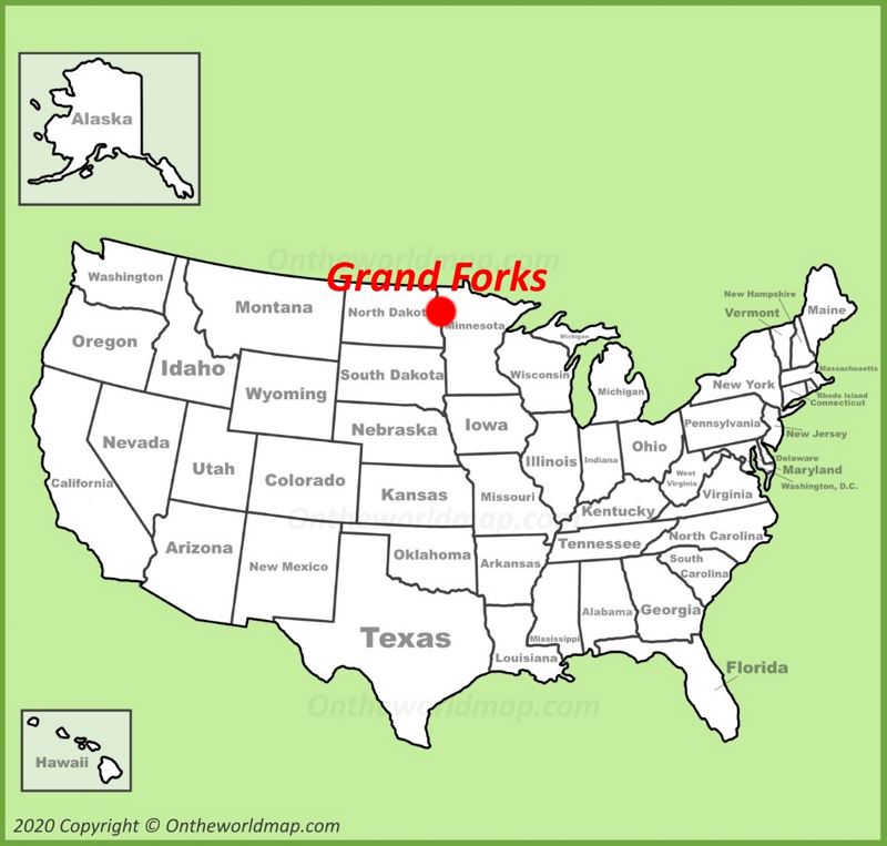 Grand Forks location on the U.S. Map