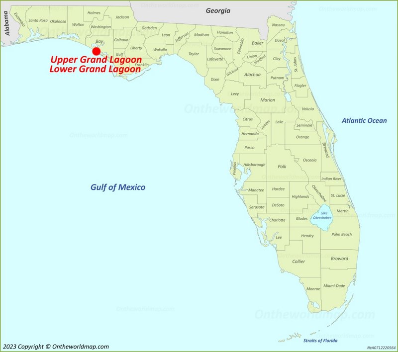 Lower And Upper Grand Lagoon Location On The Florida Map